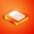 Isometric Sim card icon isolated on orange background. Mobile cellular phone sim card chip. Mobile telecommunications