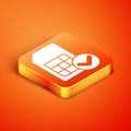 Isometric Sim card icon isolated on orange background. Mobile cellular phone sim card chip. Mobile telecommunications