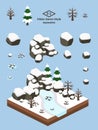 Isometric Simple Rocks Set - Boreal Forest Rock Formation Winter