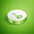 Isometric Sitar classical music instrument icon isolated on green background. White circle button. Vector