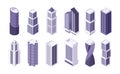 Isometric skyscraper building. Residential business construction development, city architecture with real estate high