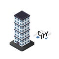 Isometric skyscraper icon, building city infographic element, vector illustration Royalty Free Stock Photo