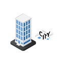Isometric skyscraper icon, building city infographic element, vector illustration Royalty Free Stock Photo