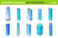 Isometric Skyscrapers Business Office centers modern Buildings flat vector collection Royalty Free Stock Photo