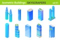 Isometric Skyscrapers Business Office centers modern Buildings flat vector collection Royalty Free Stock Photo
