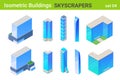 Isometric Skyscrapers Business Office centers modern Buildings flat vector collection