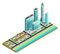 Isometric Skyscrapers And Suburban Houses Composition