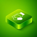 Isometric Sleeping pill icon isolated on green background. Green square button. Vector