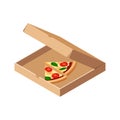 Isometric slices of pizza margherita in box