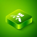 Isometric Slide playground icon isolated on green background. Childrens slide. Green square button. Vector