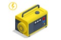 Isometric small yellow external mobile diesel generator for emergency electric power. Diesel generator