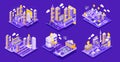 Isometric Smart Buildings Mini Composition Collection Royalty Free Stock Photo