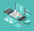 Isometric smart phone interface.