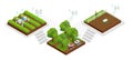 Isometric Smart robotic in agriculture, automation robot farmers must be programmed to work. Artificial intelligence