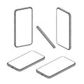 Isometric Smartphone Mockup Set - Various Views Royalty Free Stock Photo