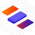 Isometric smartphone on white background with gradients screens future modern Royalty Free Stock Photo