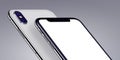 Similar to iPhone X isometric smartphones mockup close-up cropped on gray background