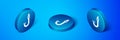 Isometric Snorkel icon isolated on blue background. Diving underwater equipment. Blue circle button. Vector