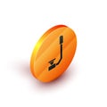 Isometric Snorkel icon isolated on white background. Diving underwater equipment. Orange circle button. Vector