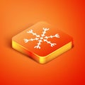 Isometric Snowflake icon isolated on orange background. Vector Illustration