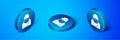 Isometric Socrates icon isolated on blue background. Sokrat ancient greek Athenes ancient philosophy. Blue circle button