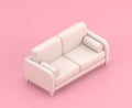 Isometric sofa 3d Icon in flat color pink room,single color white, cute toylike household objects, 3d rendering
