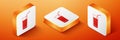 Isometric Soft drink icon isolated on orange background. Orange square button. Vector Royalty Free Stock Photo