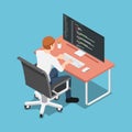 Isometric Software Developer or Programmer Coding on PC Computer