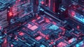 Abstract Digital Circuit Board Technology Background Neon Pink Blue Data Code Glow Style Future Royalty Free Stock Photo