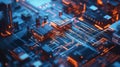 Abstract Technology Circuit Board Digital Art Background Orange Blue Data High Glow Cyber Lines Royalty Free Stock Photo