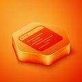 Isometric Software, web developer programming code icon isolated on orange background. Javascript computer script random Royalty Free Stock Photo