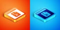 Isometric Software, web developer programming code icon isolated on orange and blue background. Javascript computer Royalty Free Stock Photo