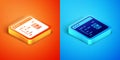 Isometric Software, web developer programming code icon isolated on orange and blue background. Javascript computer Royalty Free Stock Photo