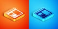 Isometric Software, web developer programming code icon isolated on orange and blue background. Javascript computer Royalty Free Stock Photo
