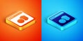 Isometric Software, web developer programming code icon isolated on orange and blue background. Javascript computer Royalty Free Stock Photo