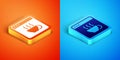 Isometric Software, web developer programming code icon isolated on orange and blue background. Javascript computer Royalty Free Stock Photo