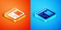 Isometric Software, web developer programming code icon isolated on orange and blue background. Javascript computer Royalty Free Stock Photo