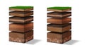 Isometric Soil Layers diagram, Cross section of green grass and underground soil layers beneath, stratum of organic, minerals, Royalty Free Stock Photo