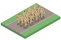 Isometric soldiers are marching. Special force crew. Military concept for army, soldiers and war. Military and RCMP in Royalty Free Stock Photo