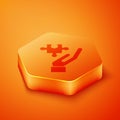 Isometric Solution to the problem in psychology icon isolated on orange background. Puzzle. Therapy for mental health