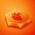 Isometric Solution to the problem in psychology icon isolated on orange background. Puzzle. Therapy for mental health