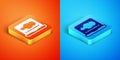 Isometric Sound or audio recorder or editor software on laptop icon isolated on orange and blue background. Vector Royalty Free Stock Photo