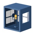 Isometric sound recording booth with microphone and acoustic panels Royalty Free Stock Photo