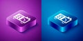 Isometric Spectrometer icon isolated on blue and purple background. Square button. Vector