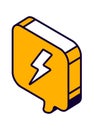 Isometric speech bubble lightning sign thunderbolt