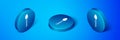 Isometric Sperm icon isolated on blue background. Blue circle button. Vector