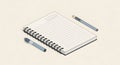Isometric Spiral Notebook with Pens Illustration Royalty Free Stock Photo