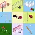 Isometric sports with a ball. Set of Isolated images in vector