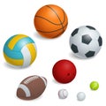 Isometric Sports Balls Set. Royalty Free Stock Photo