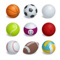 Isometric Sports Balls Set. Royalty Free Stock Photo